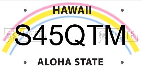 S45QTM Hawaii License Plate