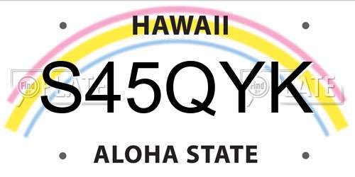 S45QYK Hawaii License Plate