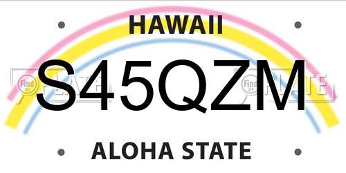 S45QZM Hawaii License Plate