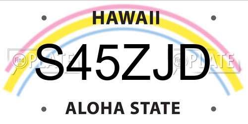 S45ZJD Hawaii License Plate