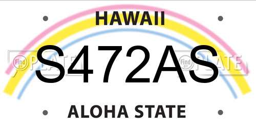 S472AS Hawaii License Plate