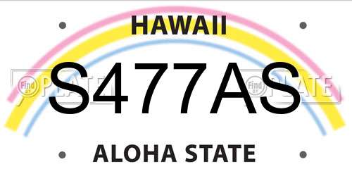 S477AS Hawaii License Plate