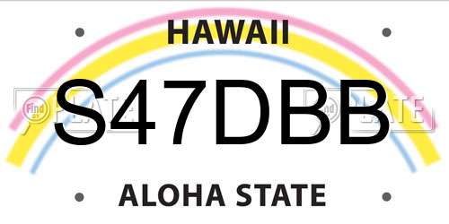 S47DBB Hawaii License Plate