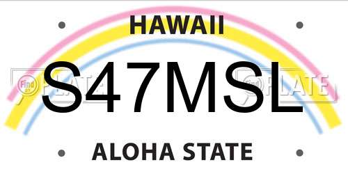 S47MSL Hawaii License Plate