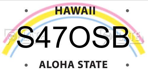 S47OSB Hawaii License Plate