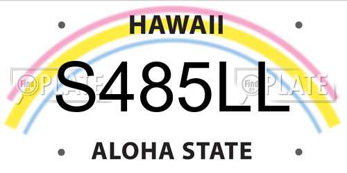 S485LL Hawaii License Plate