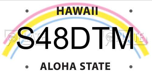 S48DTM Hawaii License Plate