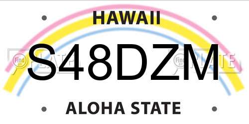S48DZM Hawaii License Plate
