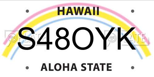 S48OYK Hawaii License Plate