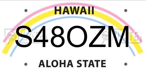 S48OZM Hawaii License Plate