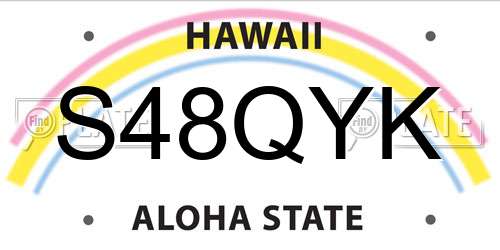 S48QYK Hawaii License Plate