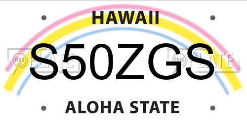 S50ZGS Hawaii License Plate