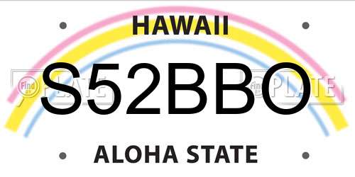 S52BBO Hawaii License Plate