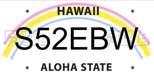 S52EBW Hawaii License Plate