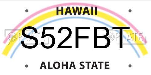 S52FBT Hawaii License Plate