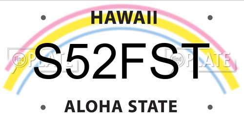 S52FST Hawaii License Plate