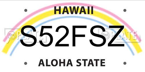 S52FSZ Hawaii License Plate