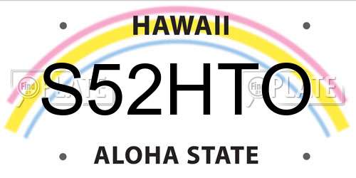 S52HTO Hawaii License Plate