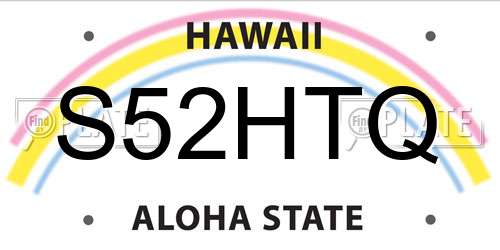 S52HTQ Hawaii License Plate