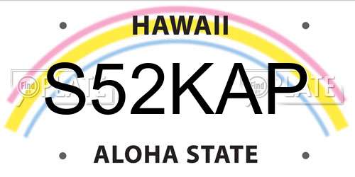 S52KAP Hawaii License Plate