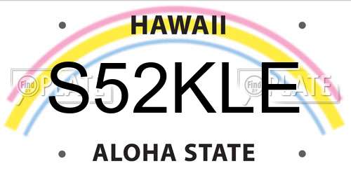 S52KLE Hawaii License Plate