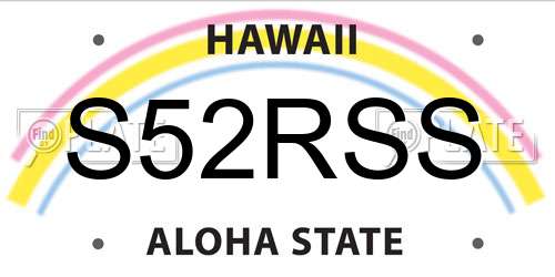 S52RSS Hawaii License Plate