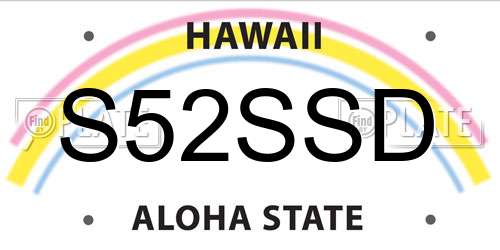 S52SSD Hawaii License Plate