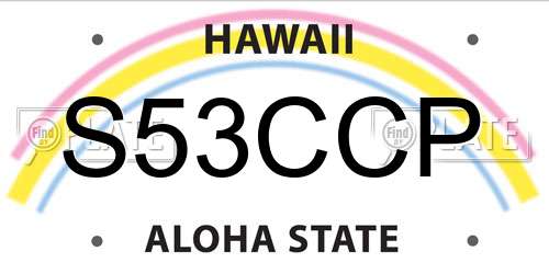 S53CCP Hawaii License Plate