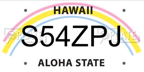 S54ZPJ Hawaii License Plate