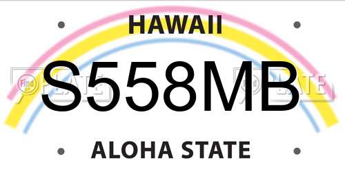S558MB Hawaii License Plate