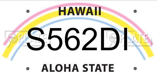 S562DI Hawaii License Plate