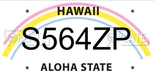 S564ZP Hawaii License Plate