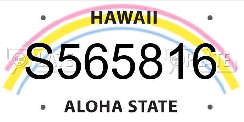 S565816 Hawaii License Plate