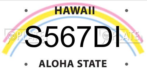 S567DI Hawaii License Plate