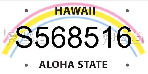 S568516 Hawaii License Plate
