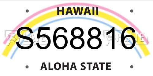 S568816 Hawaii License Plate