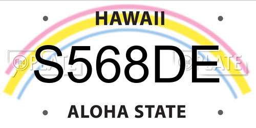 S568DE Hawaii License Plate