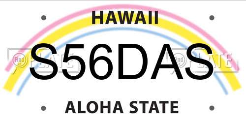 S56DAS Hawaii License Plate