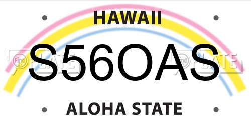 S56OAS Hawaii License Plate