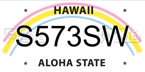 S573SW Hawaii License Plate