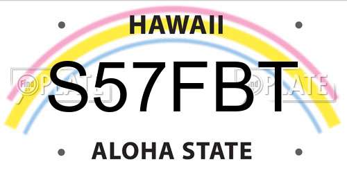 S57FBT Hawaii License Plate
