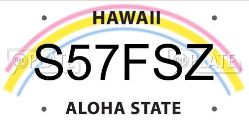 S57FSZ Hawaii License Plate