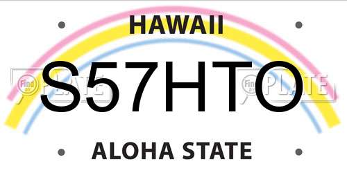 S57HTO Hawaii License Plate