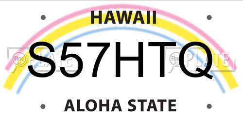 S57HTQ Hawaii License Plate