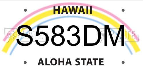 S583DM Hawaii License Plate