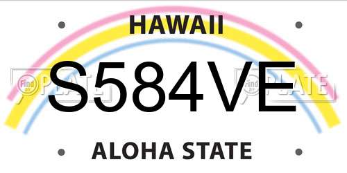 S584VE Hawaii License Plate