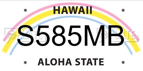 S585MB Hawaii License Plate