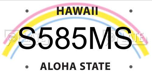 S585MS Hawaii License Plate