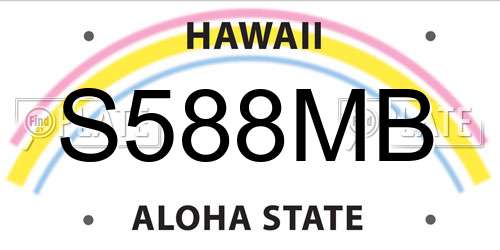 S588MB Hawaii License Plate