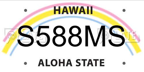 S588MS Hawaii License Plate